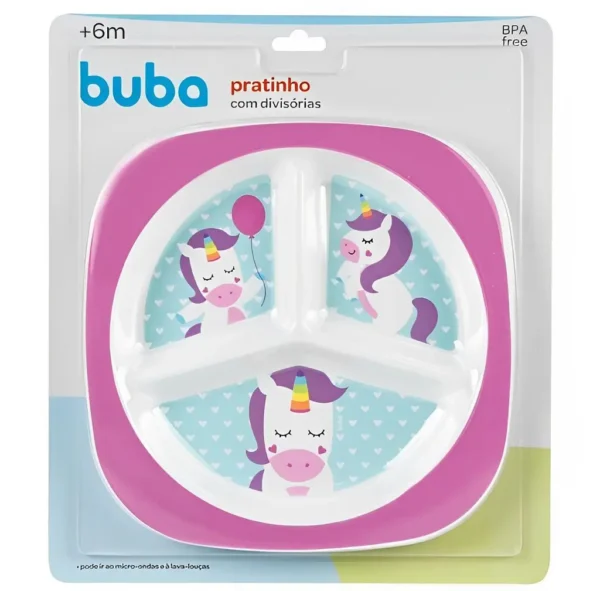 Prato com Divisórias Animal Fun Unicórnio 10703 - Buba