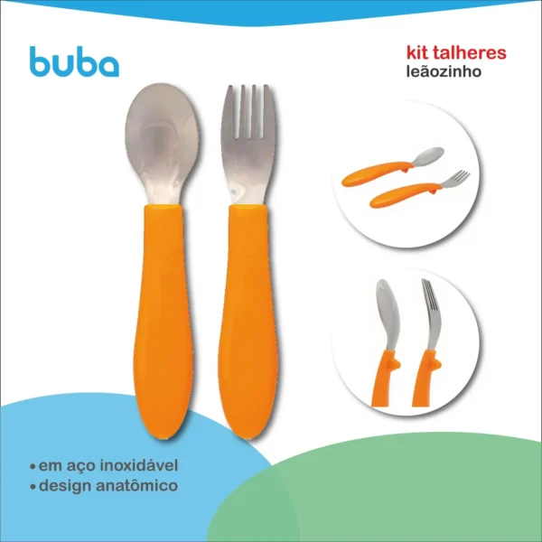 Kit Talheres Laranja Bubazoo Leãozinho Buba 16973 - Image 2