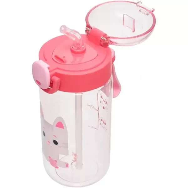 6100B52- Garrafinha com Canudo de Silicone- Gatinha Rosa - Image 2
