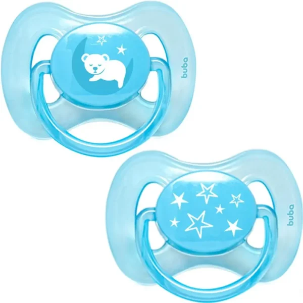 12669- Kit 2 Chupetas Comfort Buba  Tam 2 Ursinho/Estrela  Azul - Image 2
