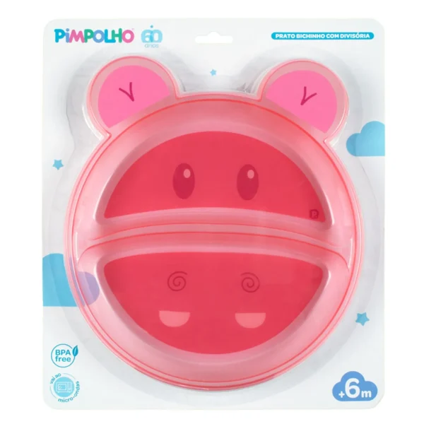 97411- Prato bichinho com divisória hipopótamo feminino Pimpolho