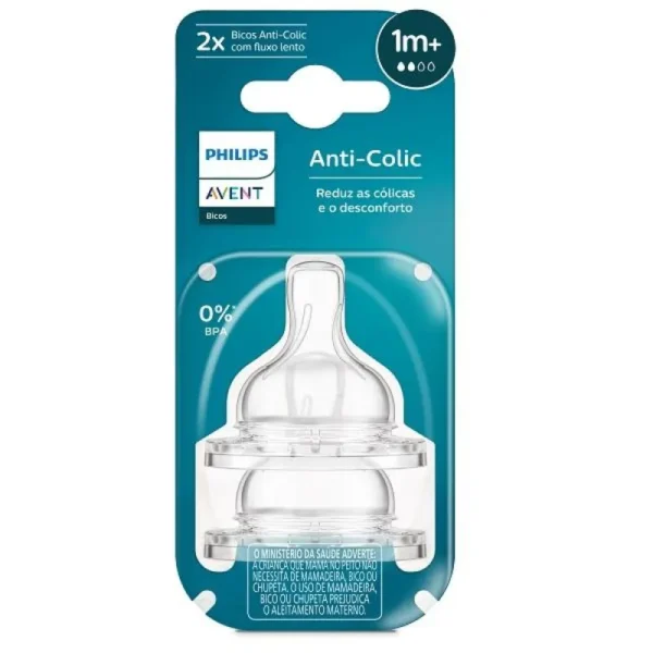912360- Bico Mamadeira Anti Colic Líquidos Espessos com 2 Unidades Avent: 6m+