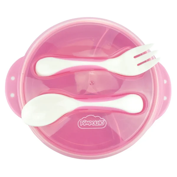 92101- Kit Refeição Tigelinha com Talheres e Divisória Rosa - Image 3