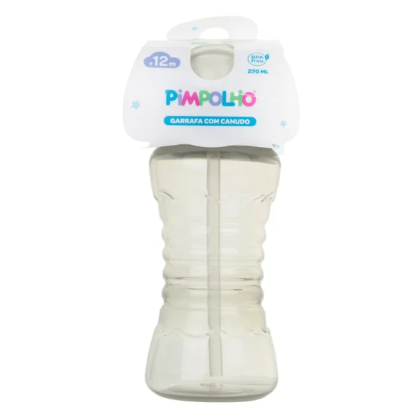 96643-  Garrafa colorida C/canudo 270ML masculino Pimpolho- Cinza