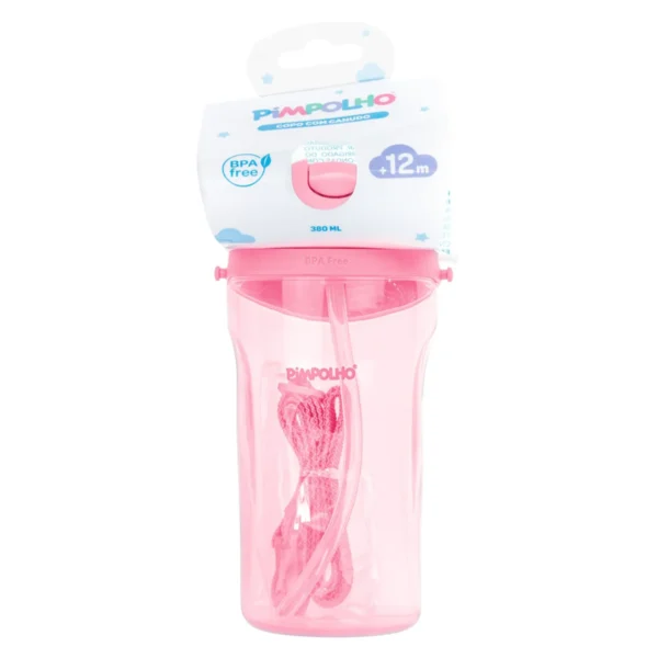 96731- Copo inclinado C/canudo e cordinha 380 ML feminino Pimpolho