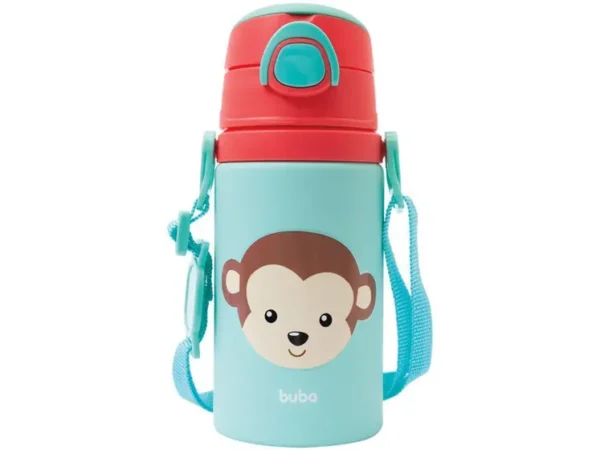 12116- Garrafa Infantil com Canudo 450ml Buba Animal Fun - Macaco