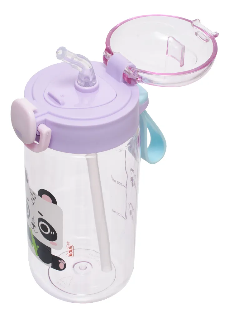 6100d52- Garrafa Com Canudo 460 Ml Kouii Panda - Imagem 2