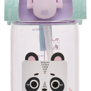 6100d52- Garrafa Com Canudo 460 Ml Kouii Panda