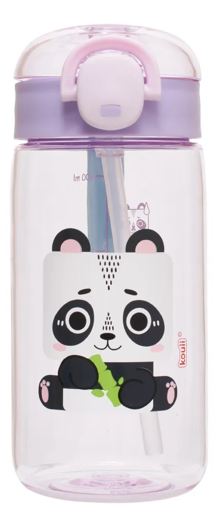 6100d52- Garrafa Com Canudo 460 Ml Kouii Panda - Imagem 3