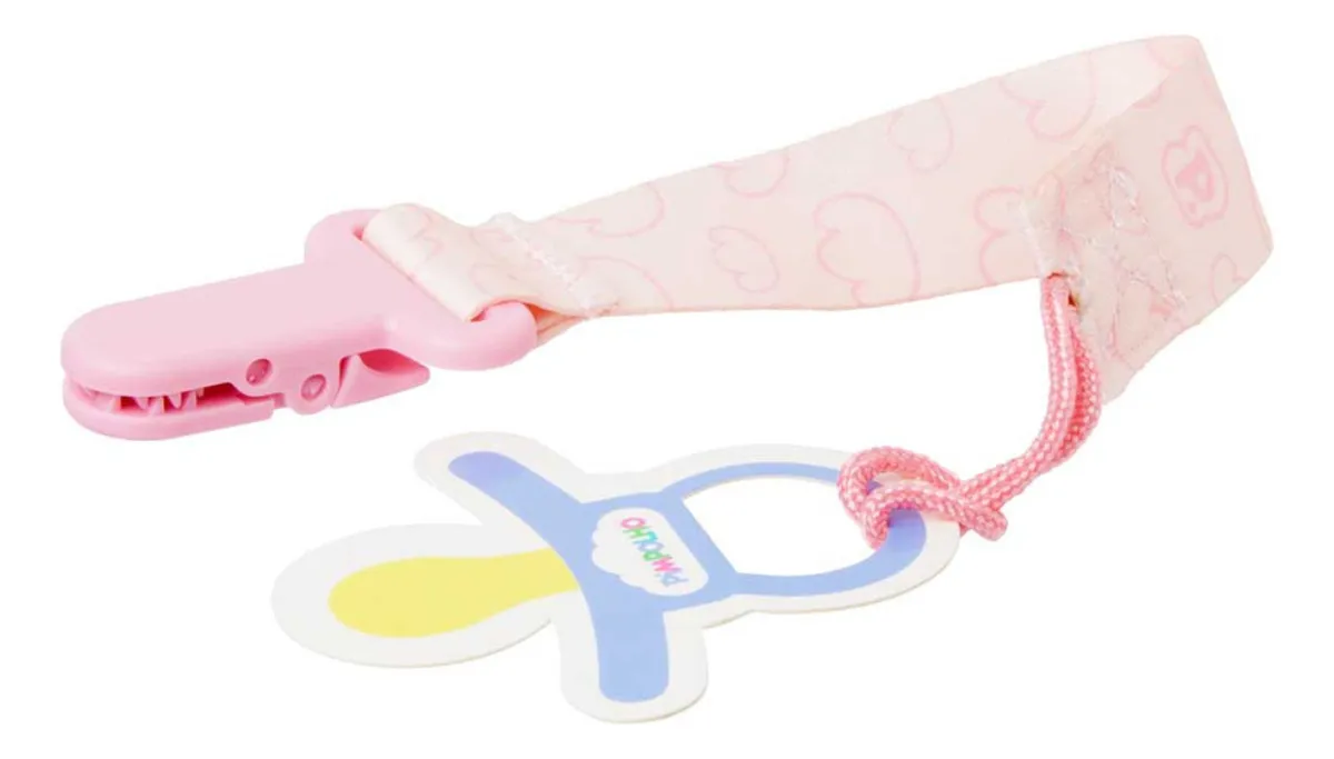 0300463- Prendedor De Chupeta Com Desenho 14cm Pimpolho Cor Rosa - Imagem 2