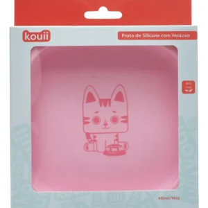 6100b88- Pratinho Infantil De Silicone Com Ventosa Bebê Kouii Gata