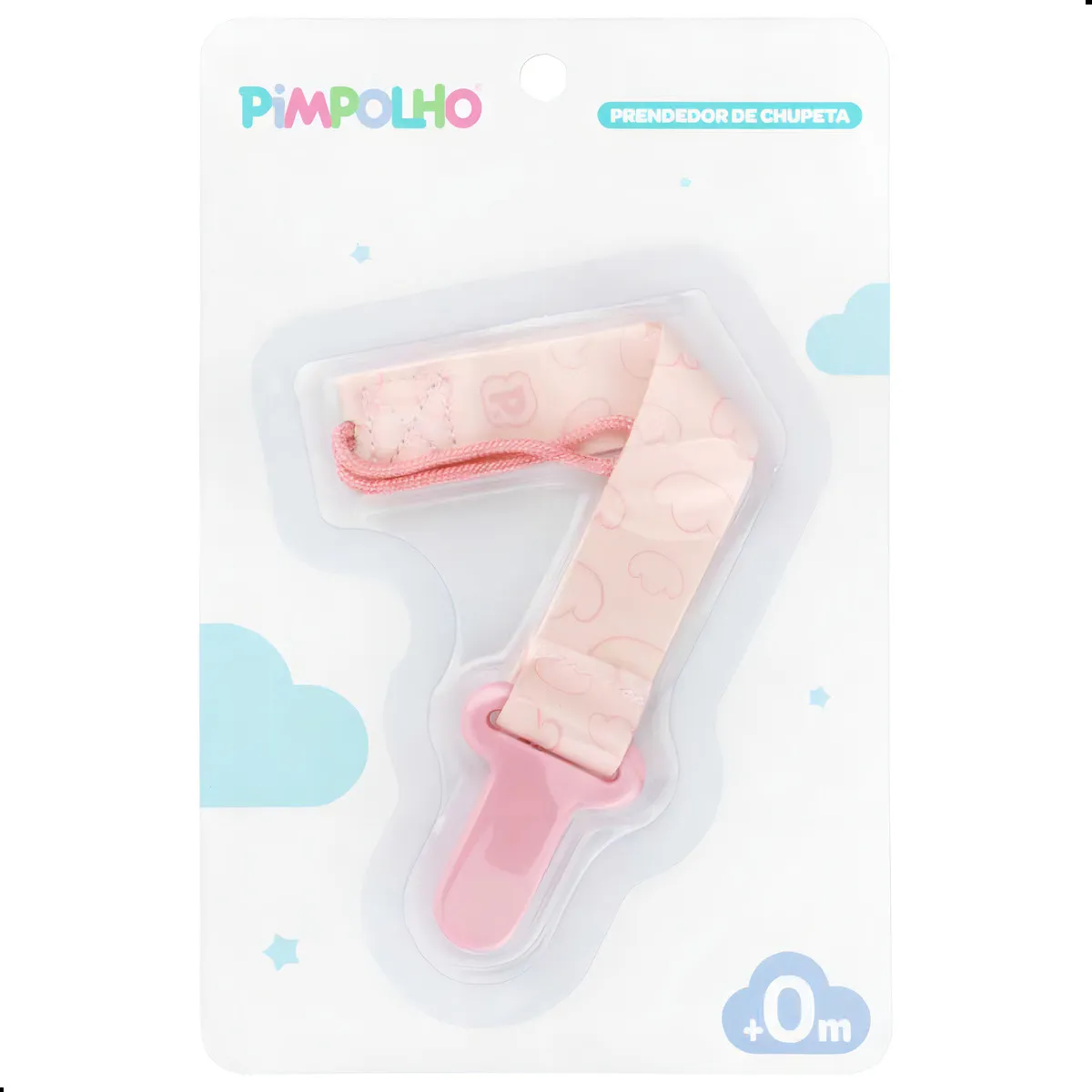 0300463- Prendedor De Chupeta Com Desenho 14cm Pimpolho Cor Rosa